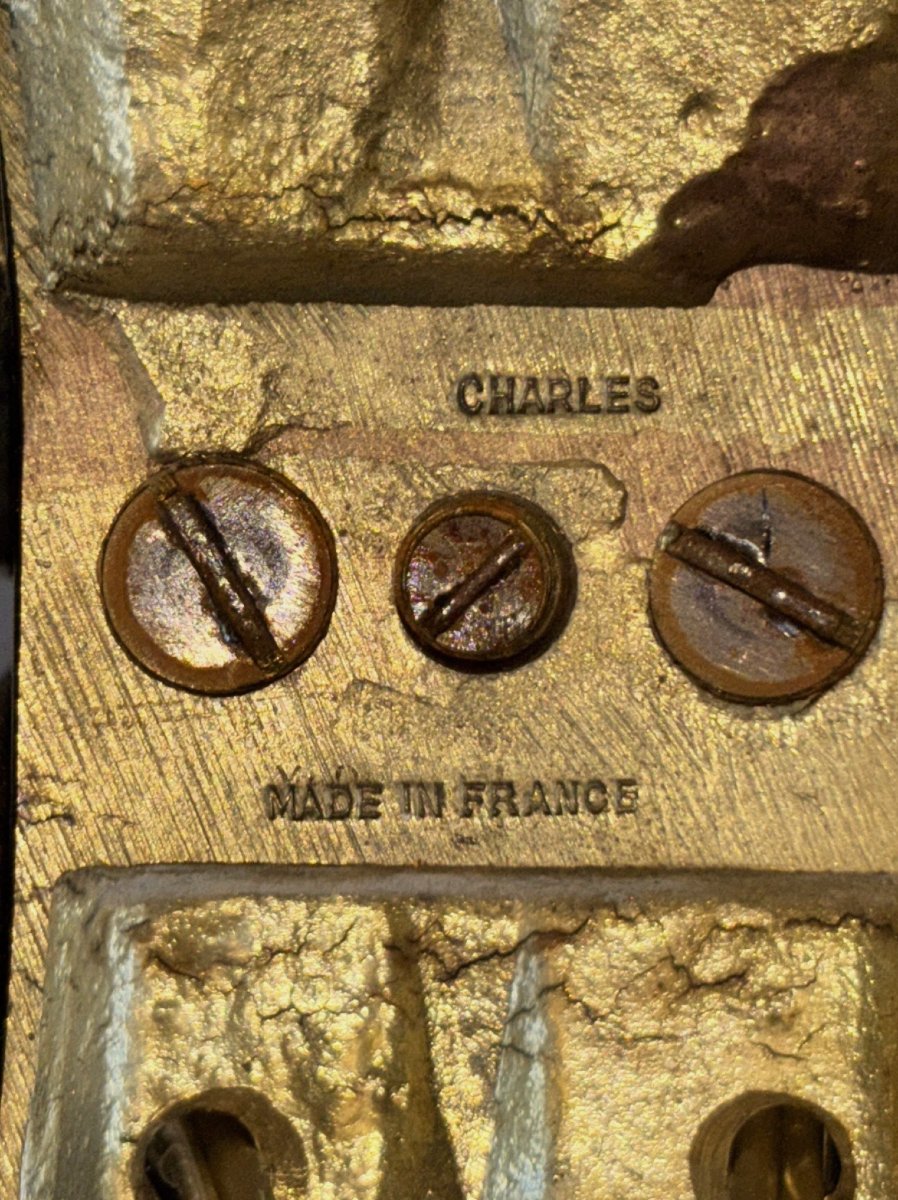 Maison CHARLES Paris  Grande paire d'appliques néo classique en bronze doré 53cm  Signées-photo-2