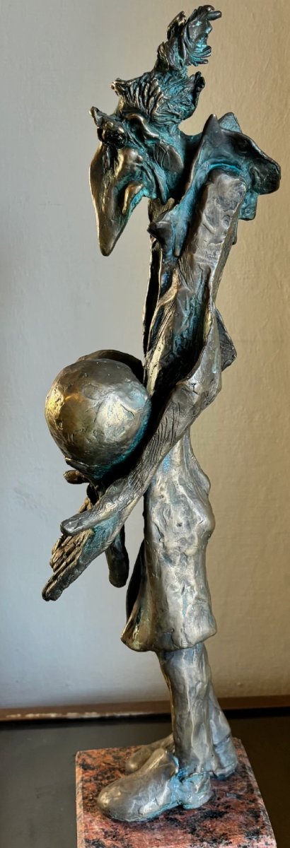 Large Surrealist Bronze Sculpture On A Marble Base. Total Height 53 Cm-photo-2