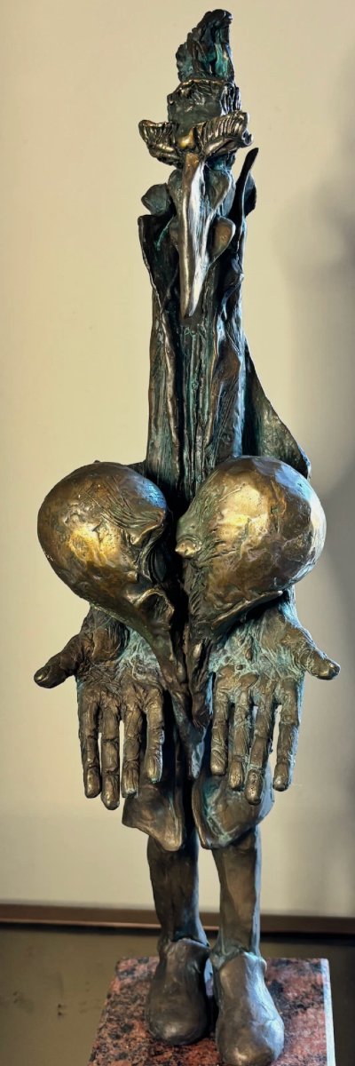 Large Surrealist Bronze Sculpture On A Marble Base. Total Height 53 Cm-photo-3