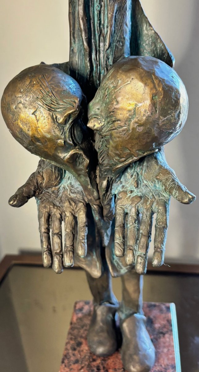 Large Surrealist Bronze Sculpture On A Marble Base. Total Height 53 Cm-photo-4