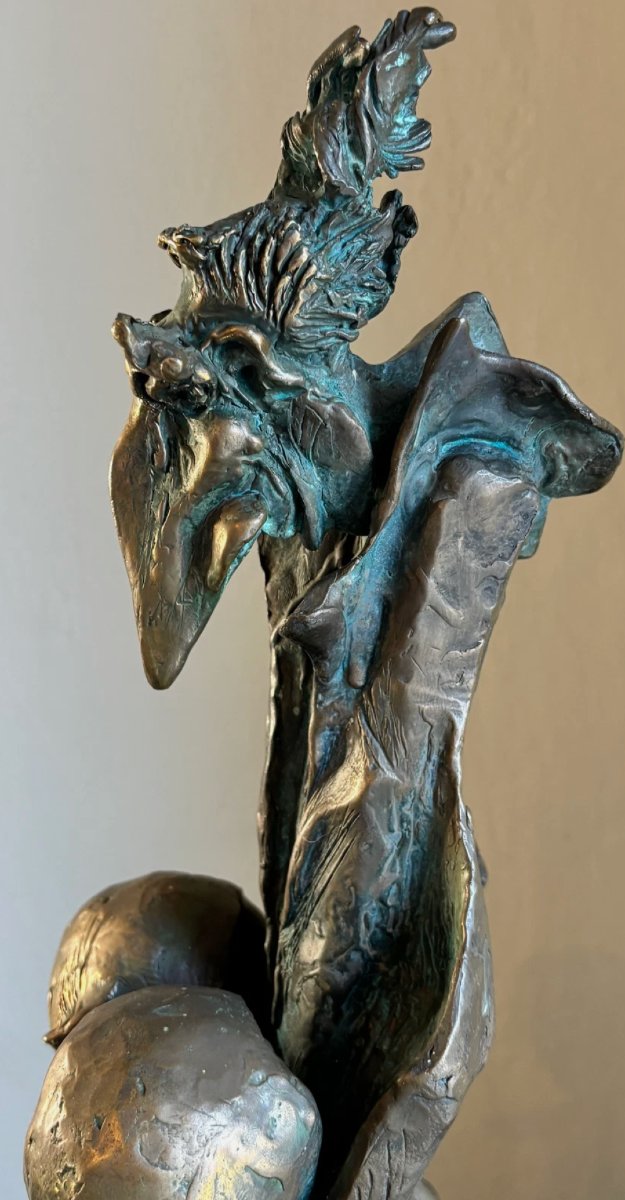Large Surrealist Bronze Sculpture On A Marble Base. Total Height 53 Cm-photo-6