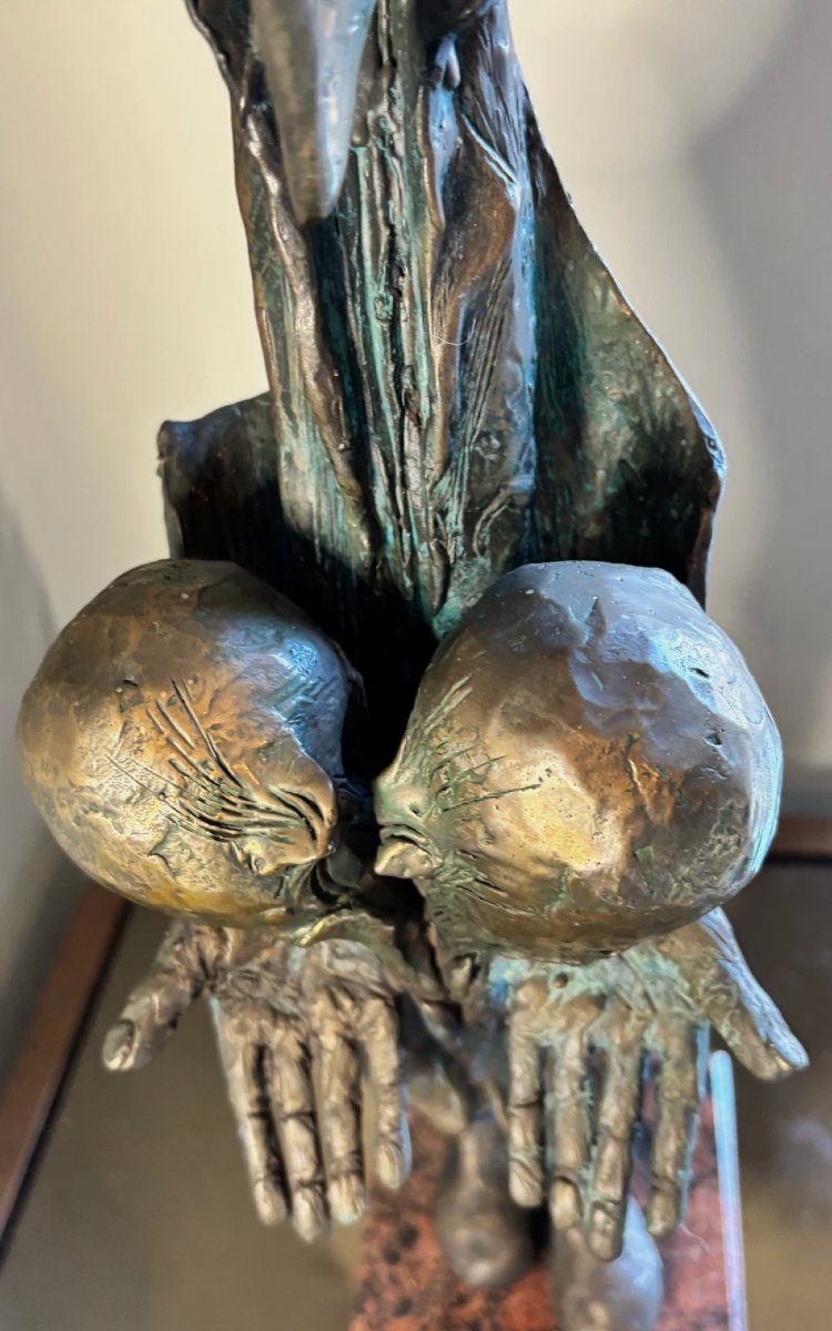 Large Surrealist Bronze Sculpture On A Marble Base. Total Height 53 Cm-photo-8