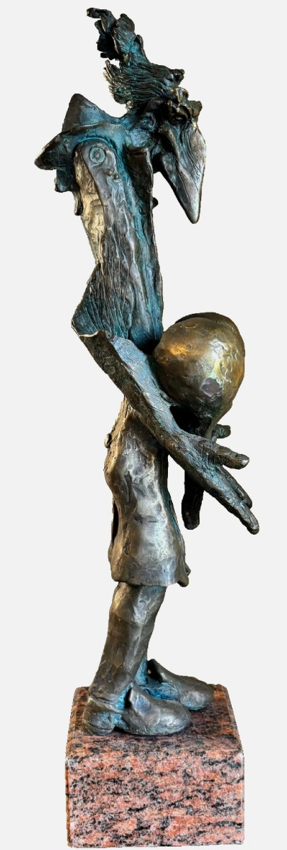 Large Surrealist Bronze Sculpture On A Marble Base. Total Height 53 Cm