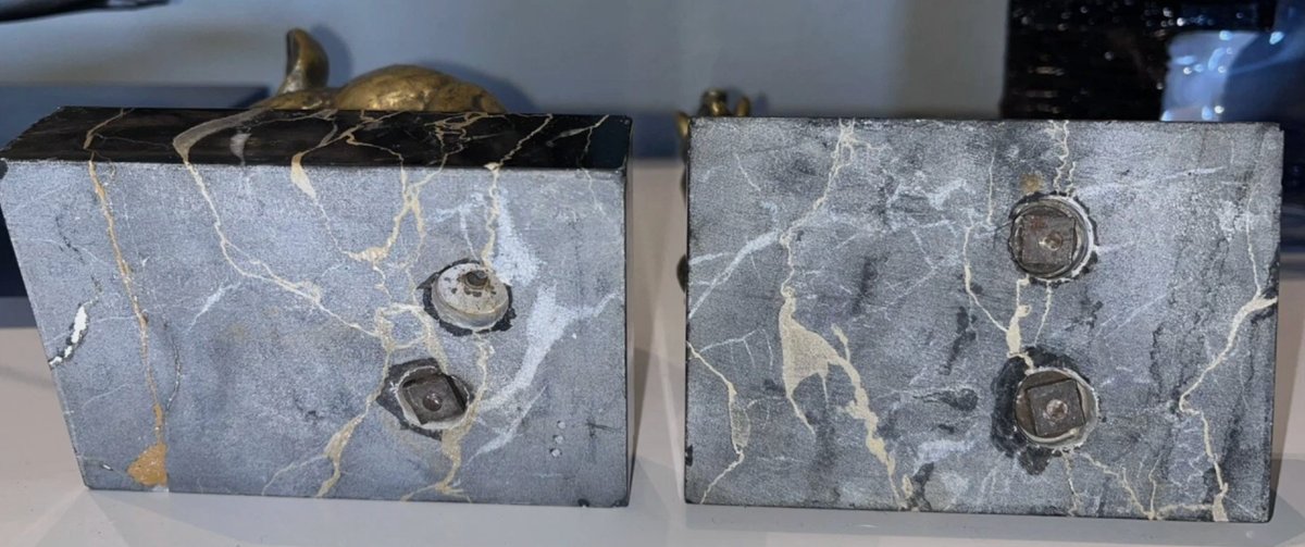 Louis Fontinelle (1886-1964) Bookends With Elephants In Bronze On Marble,  Signed-photo-4