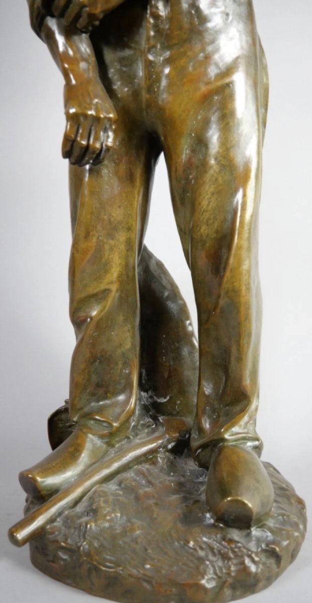Dalou (1838-1902) & Susse Brothers. The Large Peasant (61cm) Rolling Up His Sleeves-photo-3