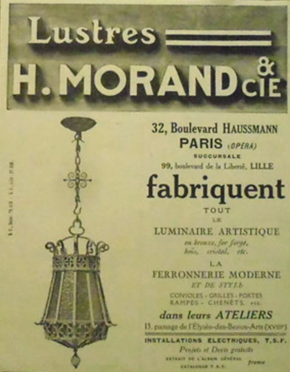 Henri MORAND Paris. ( 1914-2010 )  Lampe de bureau Art Déco en bronze et cristal.   Signée -photo-3