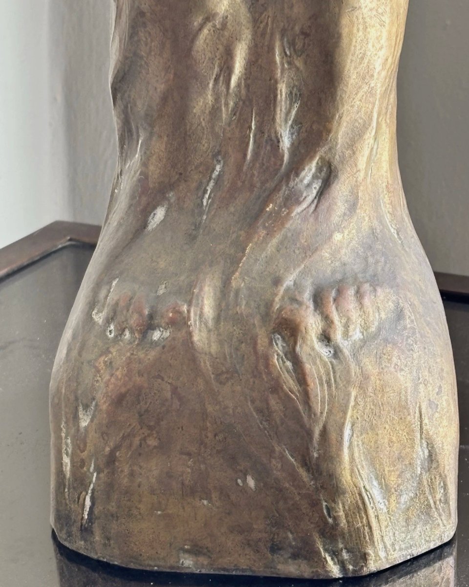 FEVOLA Félix Pascal (1882-1953). Grand troll en bronze patine or nuancée, signé-photo-1