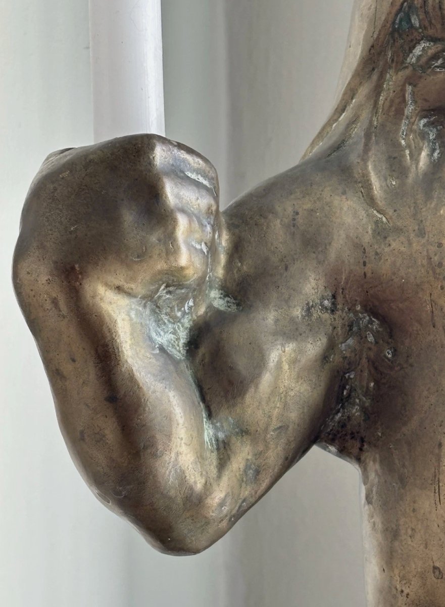 FEVOLA Félix Pascal (1882-1953). Grand troll en bronze patine or nuancée, signé-photo-7