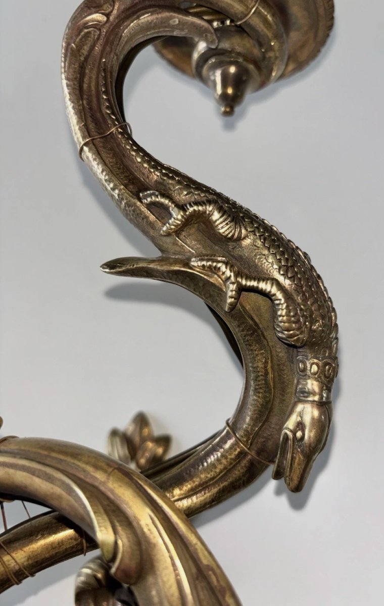 André Charles Boulle Important Sconce With Chimeras In Chased Bronze Height 53cm-photo-1