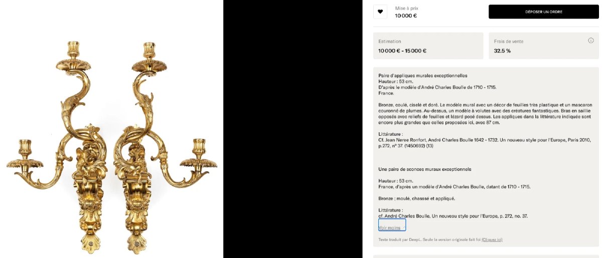 André Charles Boulle Important Sconce With Chimeras In Chased Bronze Height 53cm-photo-2
