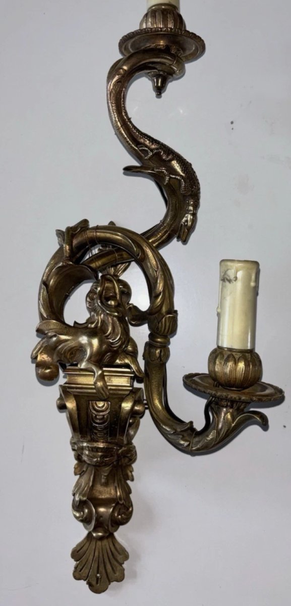André Charles Boulle Important Sconce With Chimeras In Chased Bronze Height 53cm-photo-4