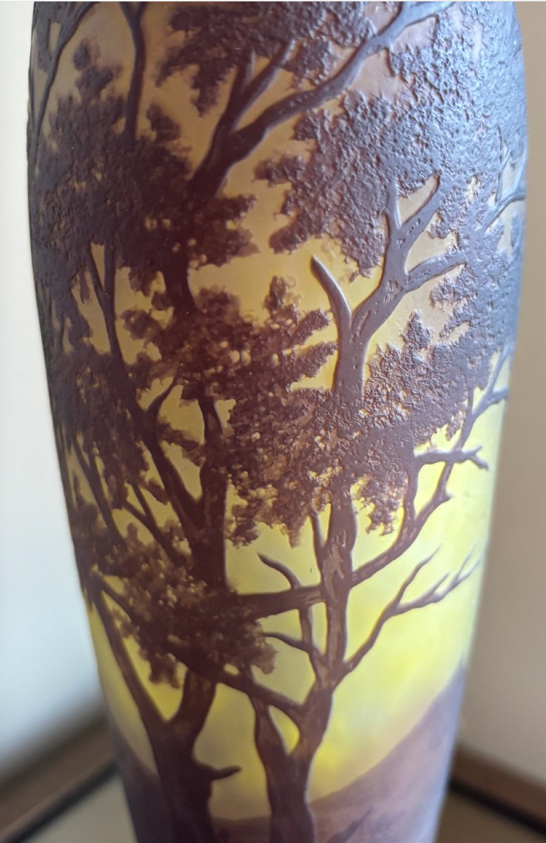 Richard (1900). Large Art Nouveau Night Light In Acid-etched, Double-layer Glass. Signed.-photo-5