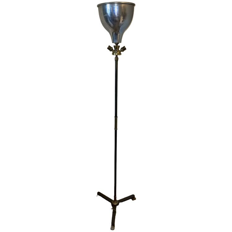 Guy Lefèvre For Maison Jansen, Neoclassical-style Tripod Floor Lamp With Lion-paw Feet.