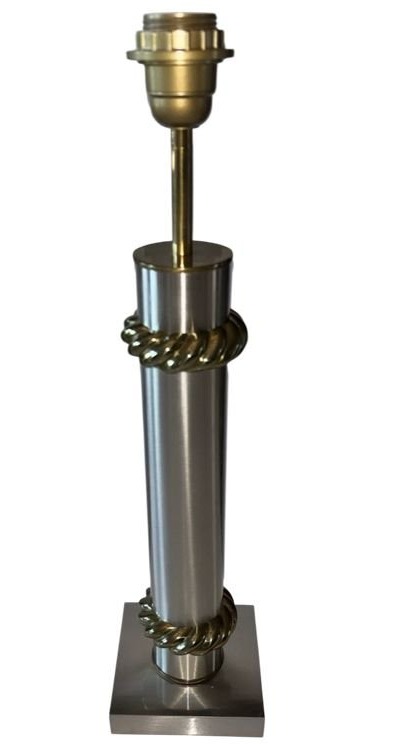Maison Charles  "florence" Lamp In Brushed Silver-plated Brass And Gilded Bronze. Signed "charles"