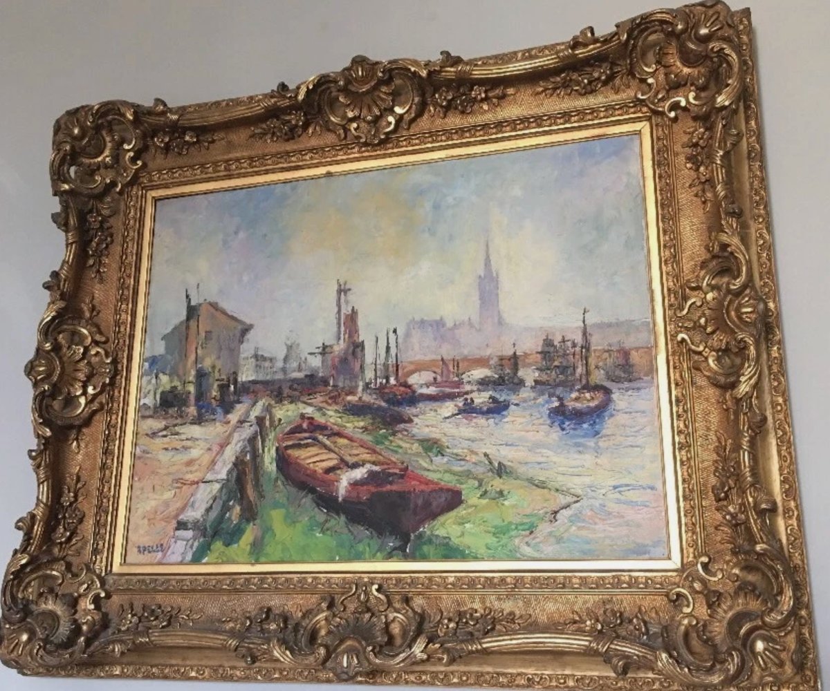 Auguste Apelle  1900   Oil On Canvas From The Early 20th Century In A Large Gilded Wooden Frame With Flanges -photo-1