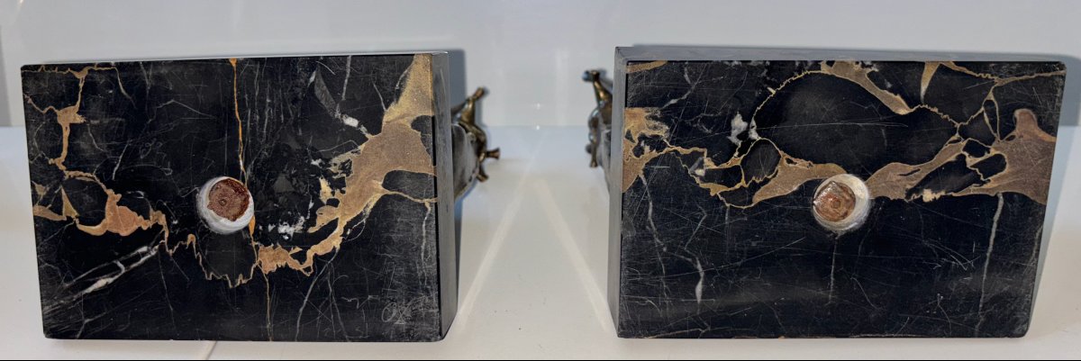 Suzanne Bizard (1873–1963) Rare Pair Of Art Deco Bookends In Gilded Bronze. Signed-photo-4