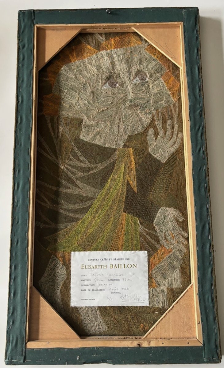 Elisabeth Baillon (born 1941), Textile Tapestry From 1968, Signed And Numbered.-photo-3