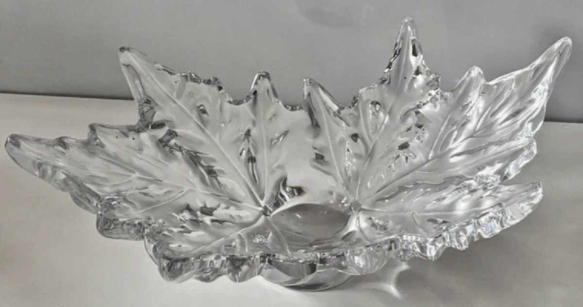 Lalique France. Champs-élysées Centerpiece In Clear Crystal. Signed L46cm-photo-3