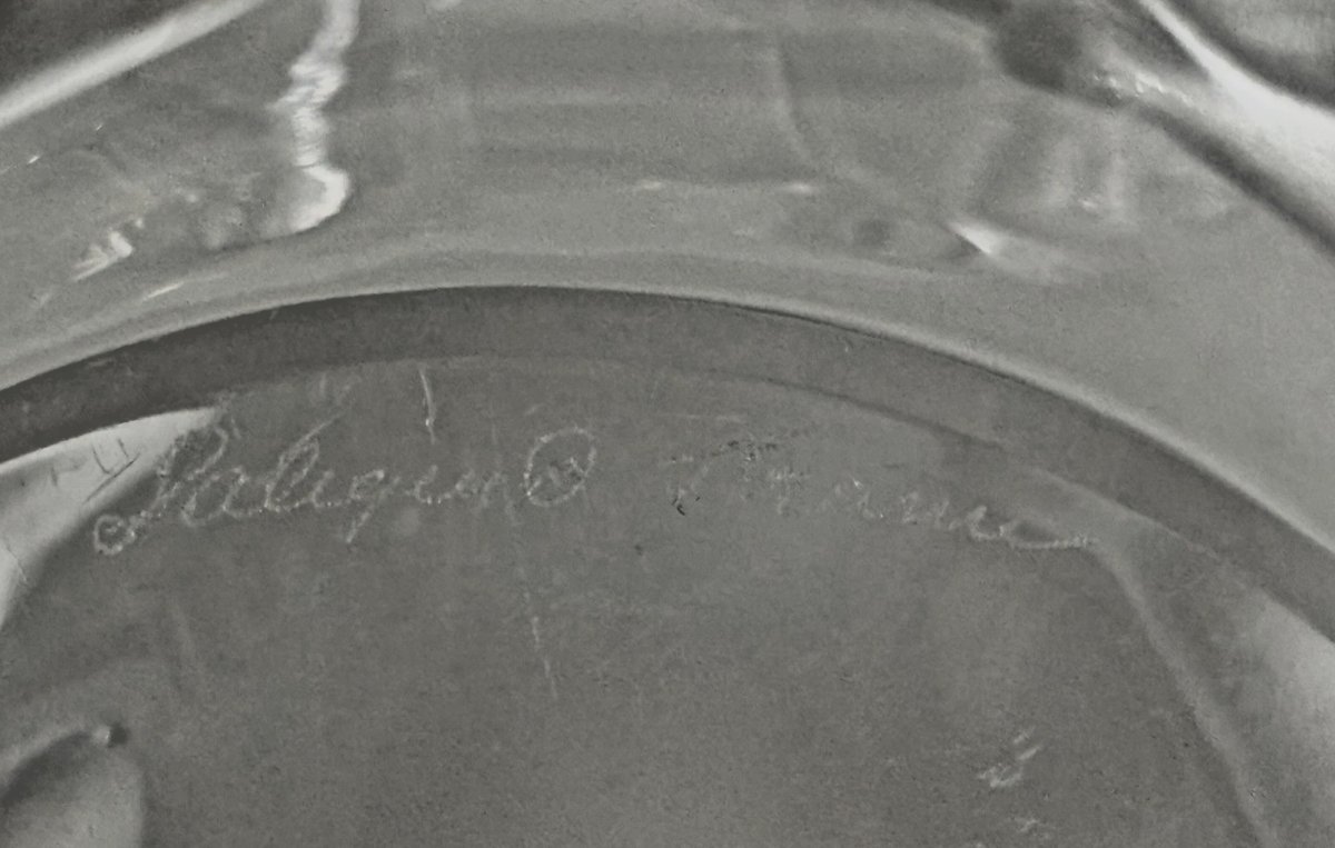 Lalique France. Champs-élysées Centerpiece In Clear Crystal. Signed L46cm-photo-1
