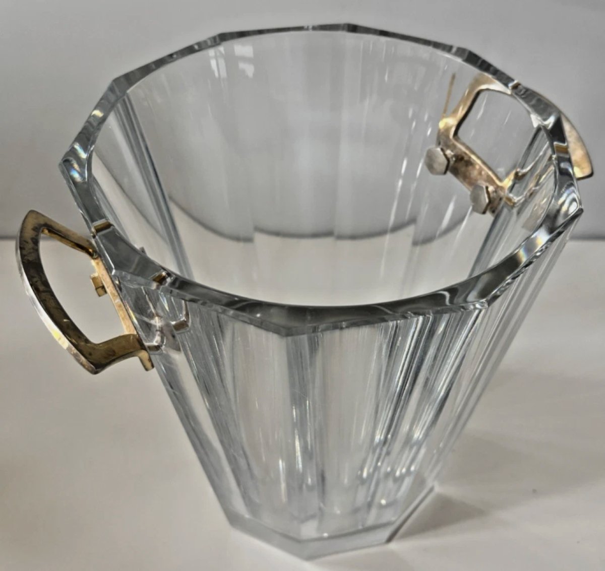Baccarat.  Molded Crystal Champagne Bucket, "maxim" Model.  Signed And Stamped-photo-2