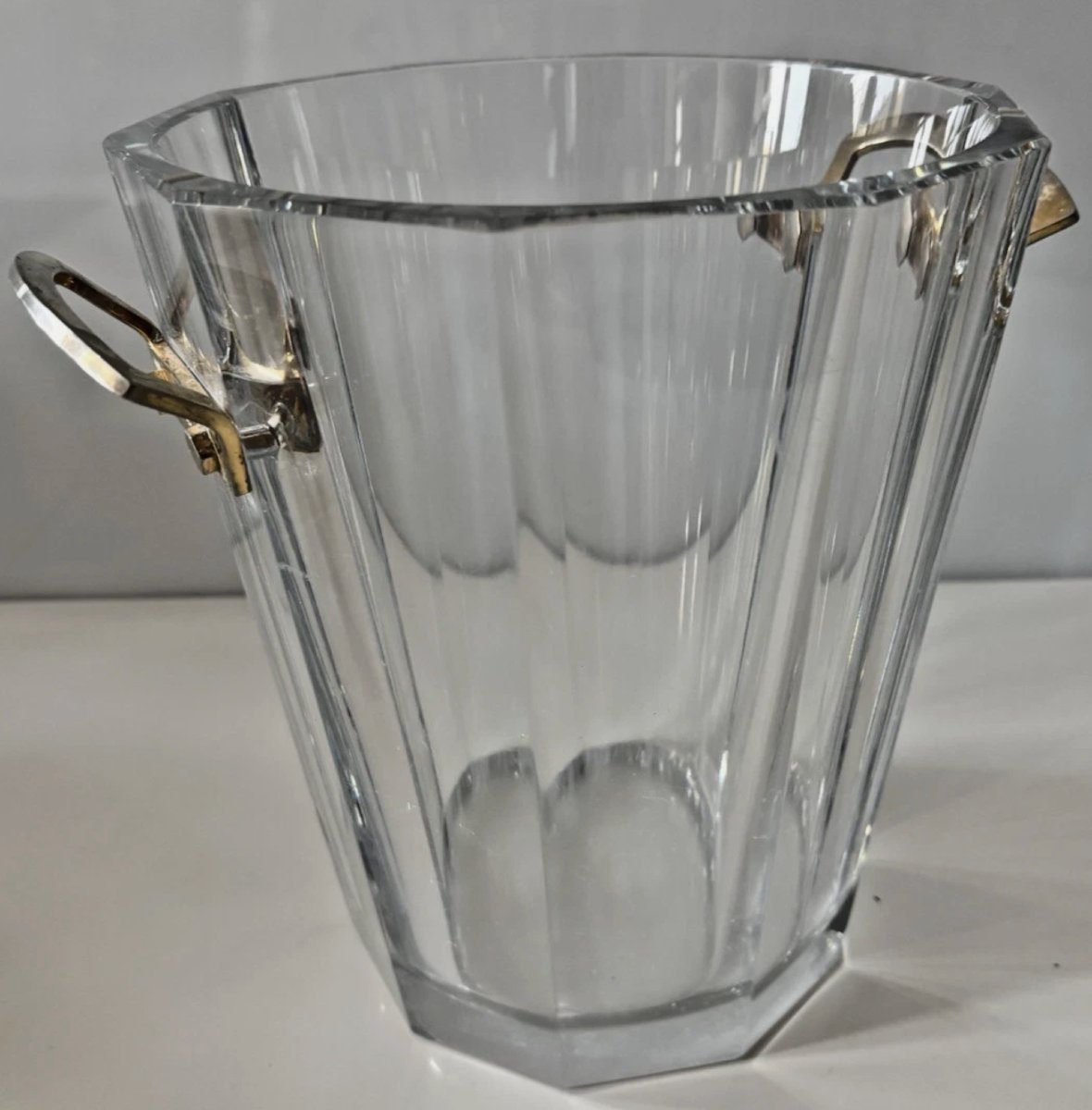 Baccarat.  Molded Crystal Champagne Bucket, "maxim" Model.  Signed And Stamped-photo-3