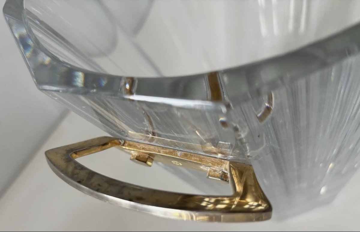 Baccarat.  Molded Crystal Champagne Bucket, "maxim" Model.  Signed And Stamped-photo-1