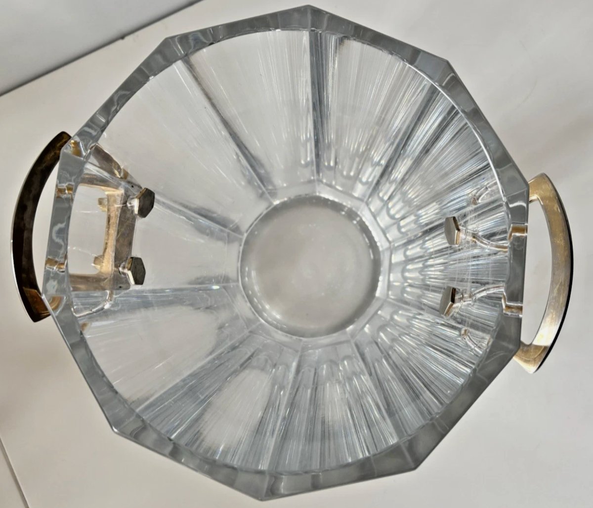 Baccarat.  Molded Crystal Champagne Bucket, "maxim" Model.  Signed And Stamped-photo-5