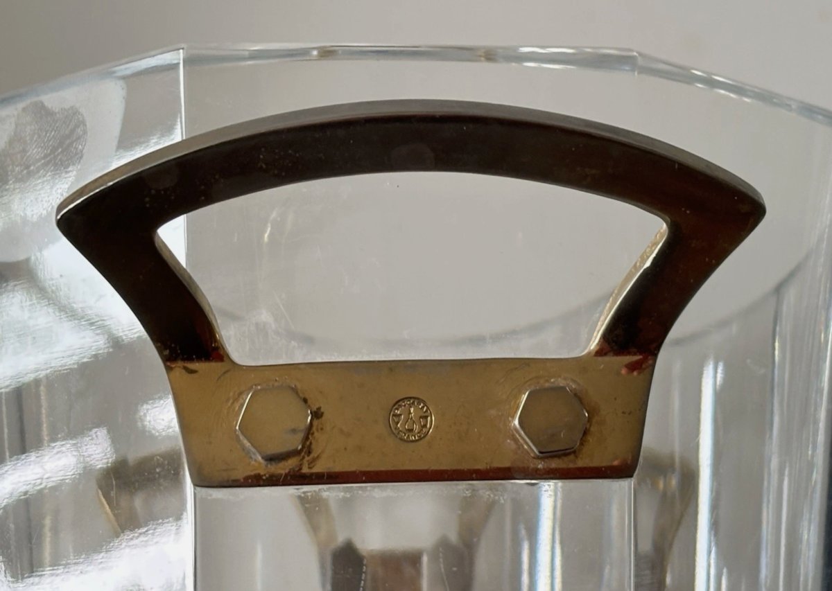 Baccarat.  Molded Crystal Champagne Bucket, "maxim" Model.  Signed And Stamped-photo-6