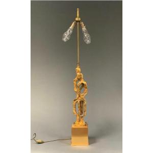 PAPINEAU Philippe Gabriel  (1950)  Grande Lampe En Bronze Doré Signée Et Numérotée