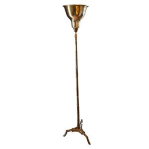 Maison Bagues Tripod Floor Lamp In Brass And Gilt Bronze With Bamboo Decor