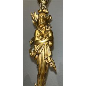 Ferville Suan (1847-1925) Art Nouveau Gilt Bronze Lamp Signed