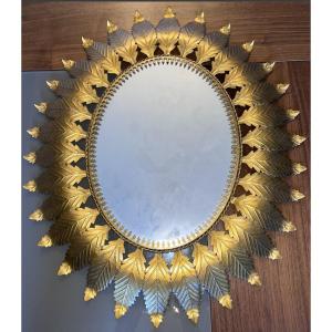 Sun Mirror In Golden Brass In The Taste Of Maison Chaty