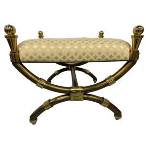 Nucci Valsecchi (italy 20th Century) Ceremonial Curule Stool, Base Formed Of Inverted Arches