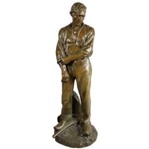 DALOU(1838-1902) & SUSSE Frères. Le grand paysan (61cm) retroussant ses manches