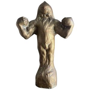 Fevola Félix Pascal (1882-1953). Large Bronze Troll With Shaded Gold Patina, Signed