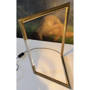 Maison Charles - Signed Modernist Lamp In Gilded Metal - Circa 1960.