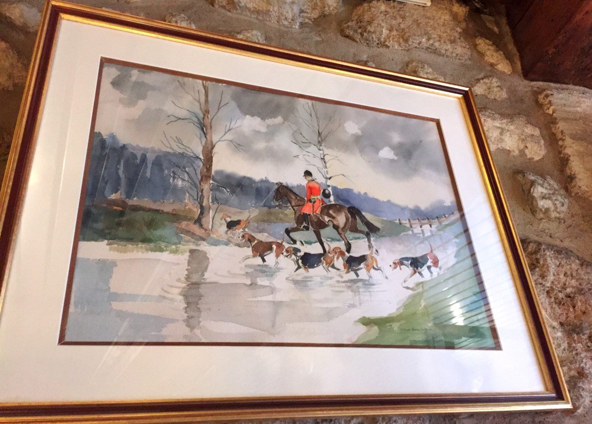 Chasse à Courre  Aquarelle Signée Claude  Gaston La Touche -photo-4