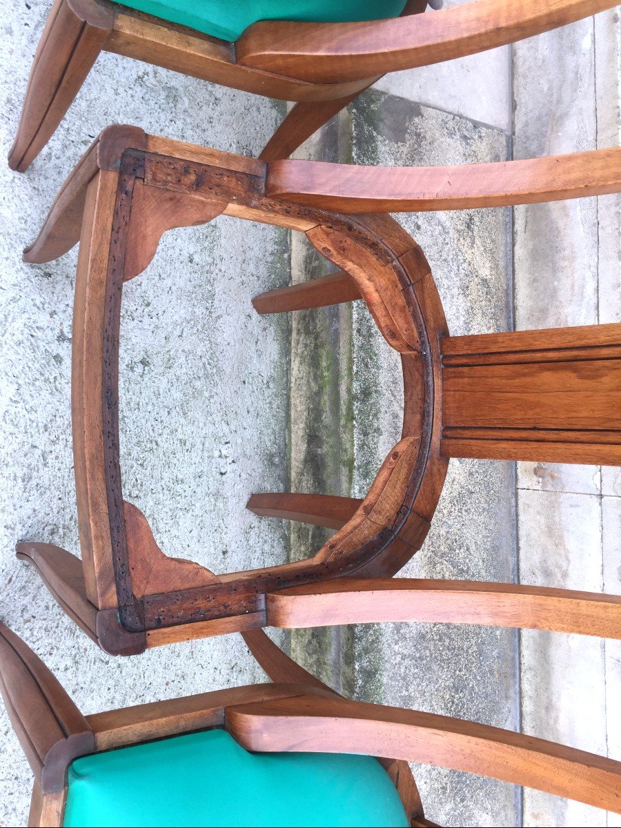 5 Gondola Chairs In Solid Blond Walnut, Art Deco Period-photo-4