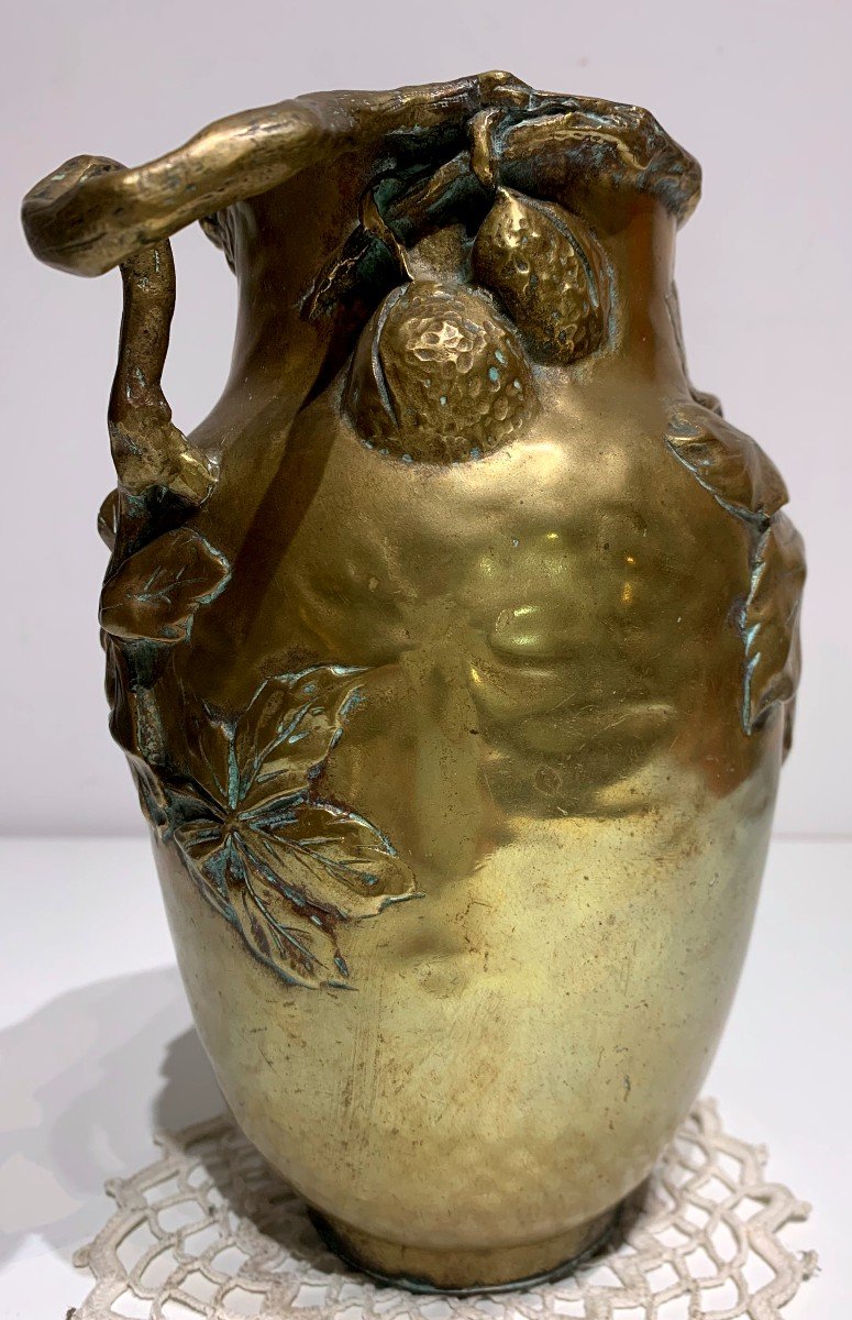 Vase En Bronze "art Nouveau "  Signé  A .Marionnet .-photo-3