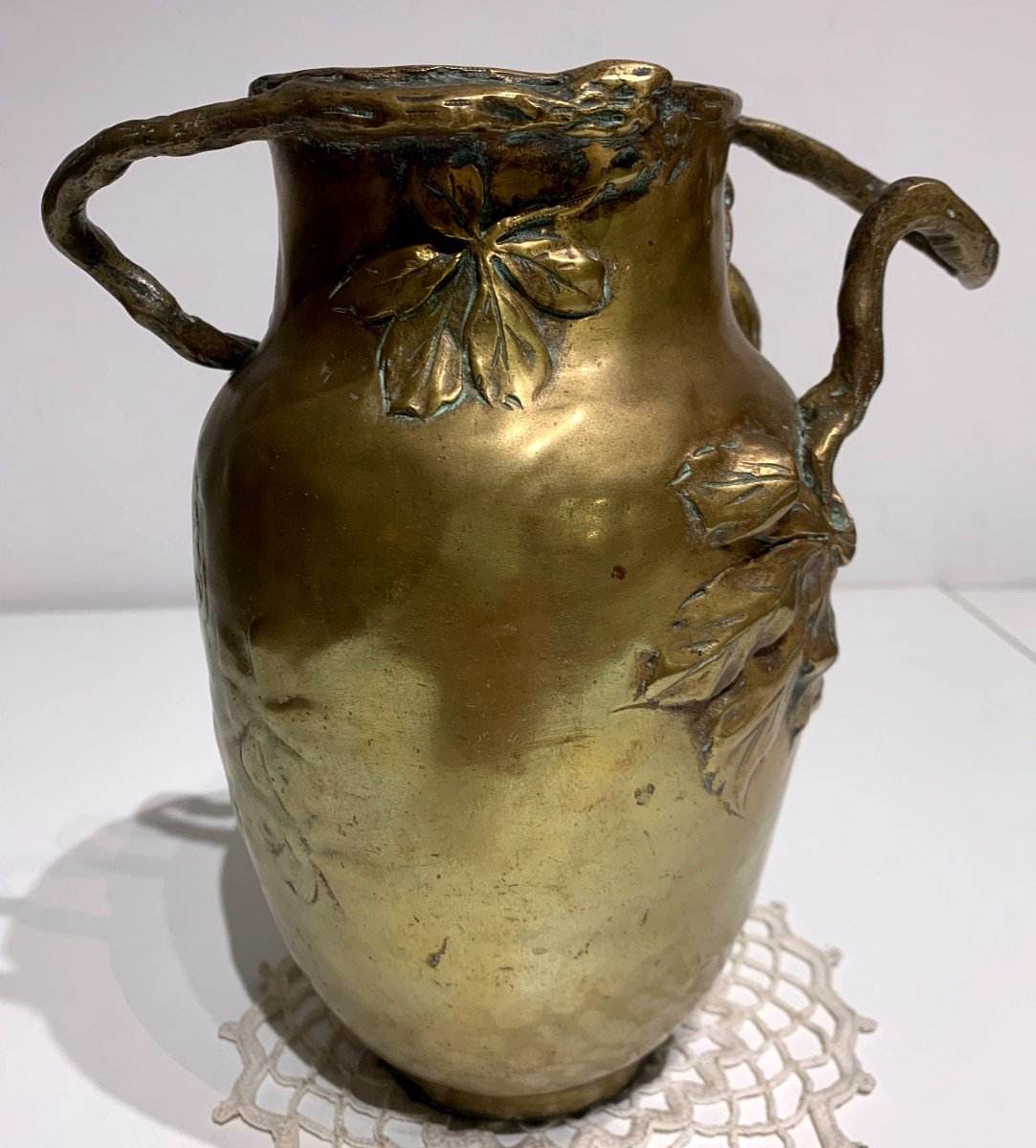 Vase En Bronze "art Nouveau "  Signé  A .Marionnet .-photo-3