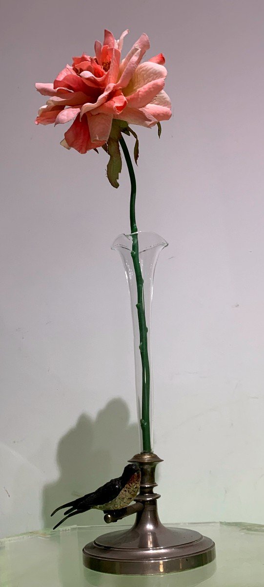 Bronze De Vienne Et Soliflore En Cristal d'époque XIXème .