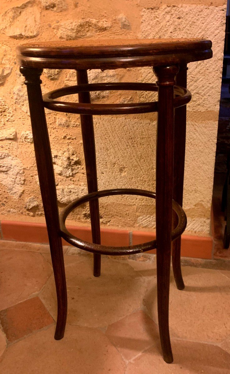 High Stool In Turned Wood Stamped Thonet (1796-1871)