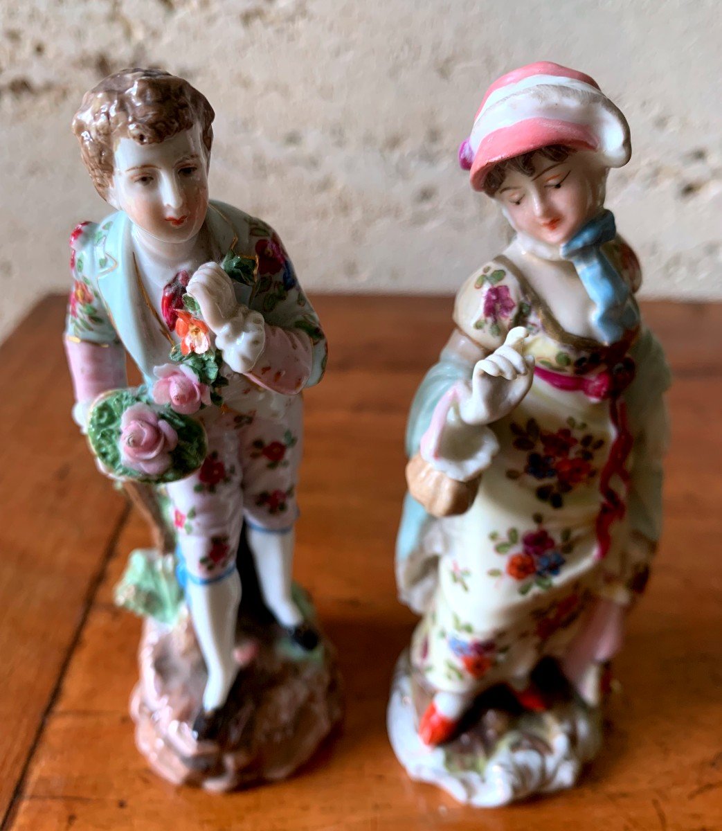 Couple In Polychrome Porcelain, Early 19th Century, Thuringian Manufacture  -photo-2