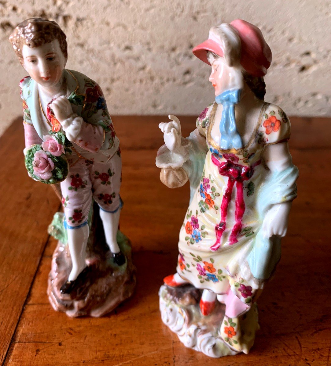 Couple In Polychrome Porcelain, Early 19th Century, Thuringian Manufacture  -photo-1