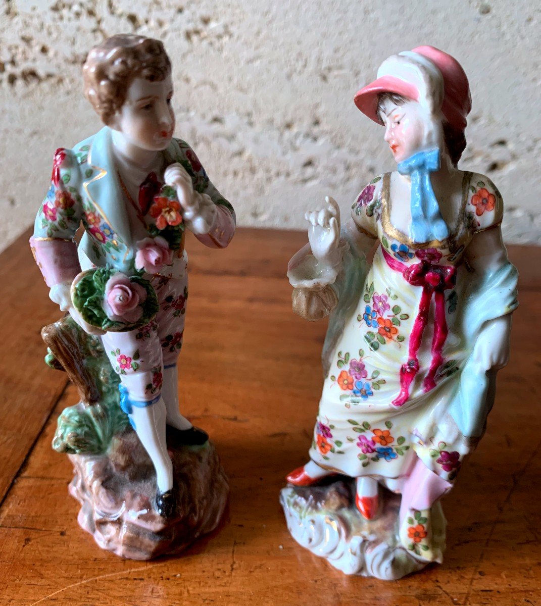 Couple In Polychrome Porcelain, Early 19th Century, Thuringian Manufacture  -photo-3