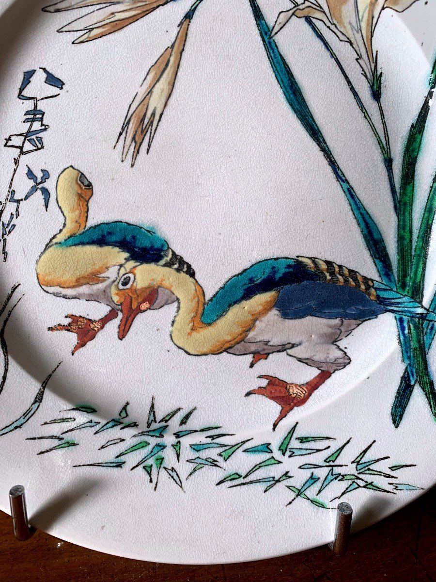 "service Aux Grands Oiseaux "assiette à Dessert En Faience De Jules Vieillard Décor Millet -photo-3