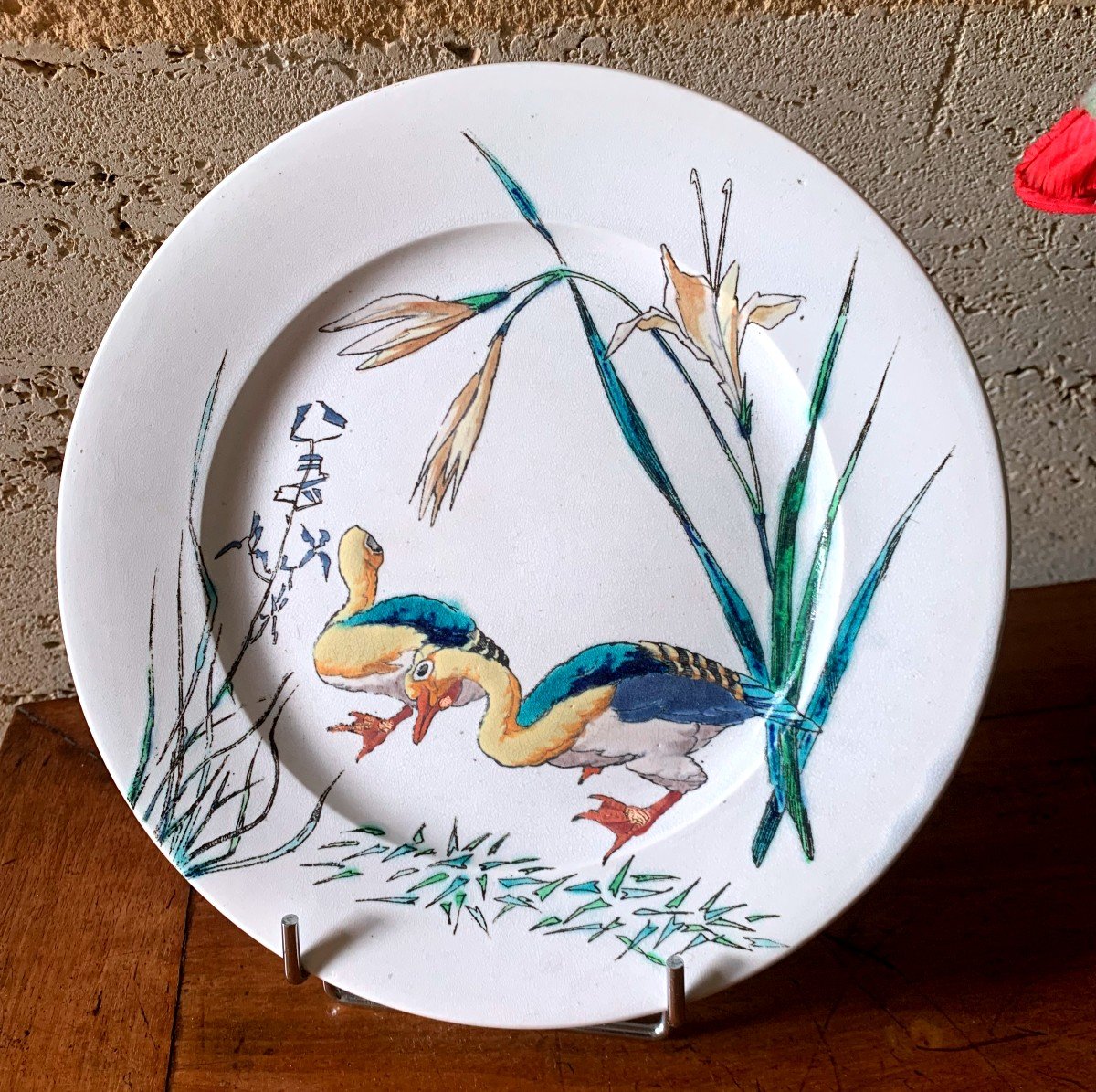"service Aux Grands Oiseaux "assiette à Dessert En Faience De Jules Vieillard Décor Millet 