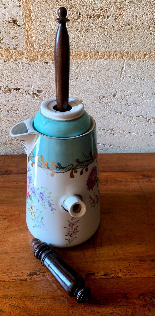 French Porcelain Chocolate Pot With Frother-photo-2