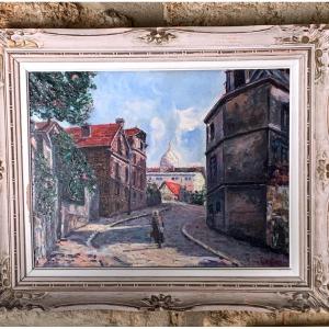 Oil On Canvas: "old Montmartre" Rue Ravignan