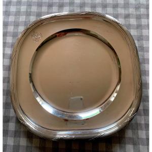 Large Square Dish In Silver Minerva 1145 G From Maison Fontan In Bordeaux